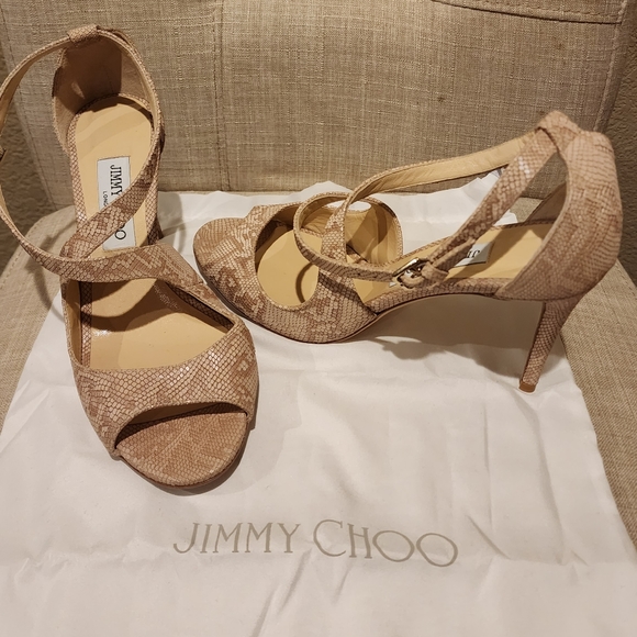 Jimmy Choo Emily Authentic Like New - 85mm Printed Metallic Leather - Picture 4 of 5